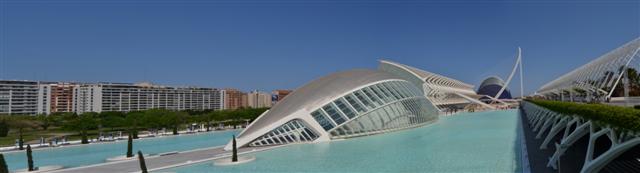 PANORAMA OF CITY OF ARTS AND SCIENCES VALENCIA